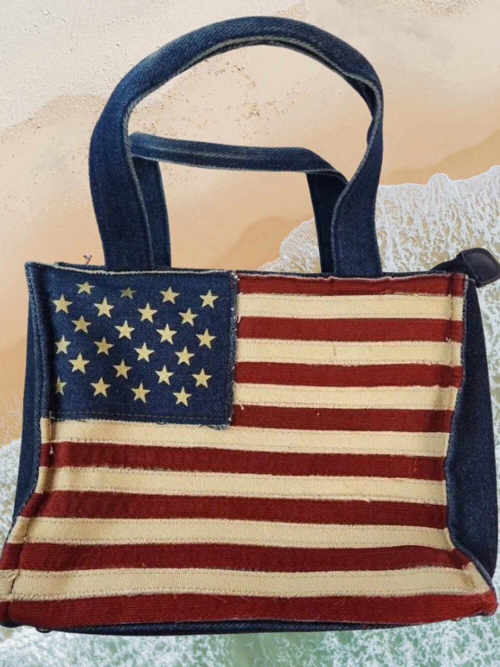 St. John’s Bay Denim American Flag Tote Bag – Patriotic Handbag USA Theme